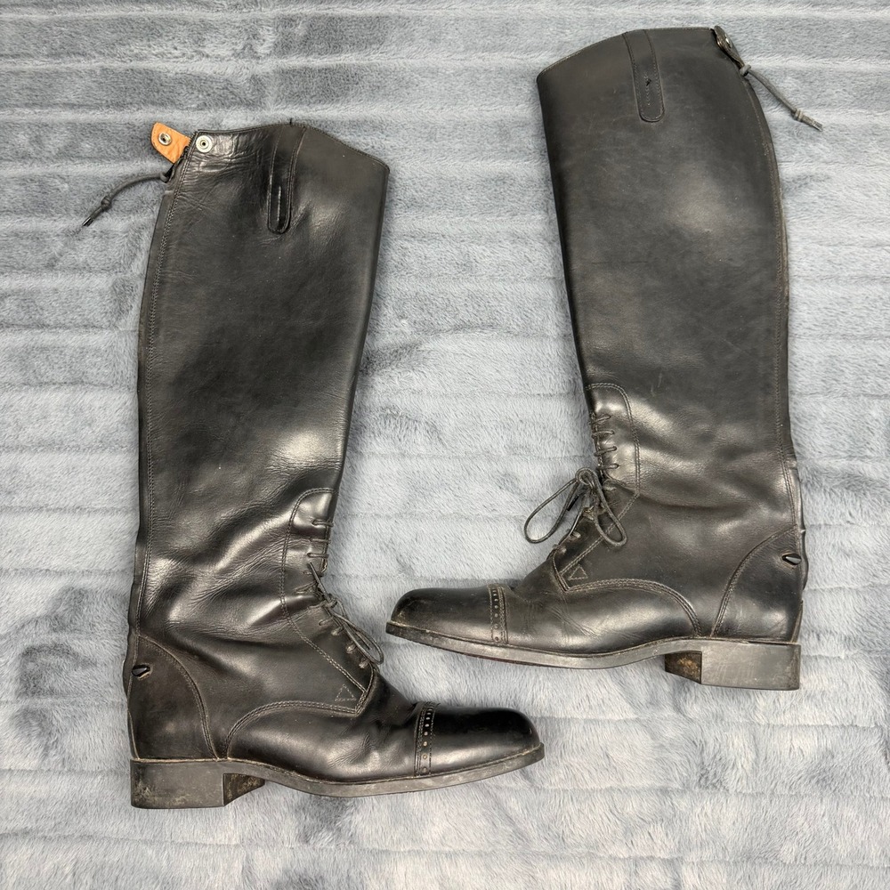 Ariat Heritage Contour II Black Leather Field Boots Women 8.5 Med Height Reg
